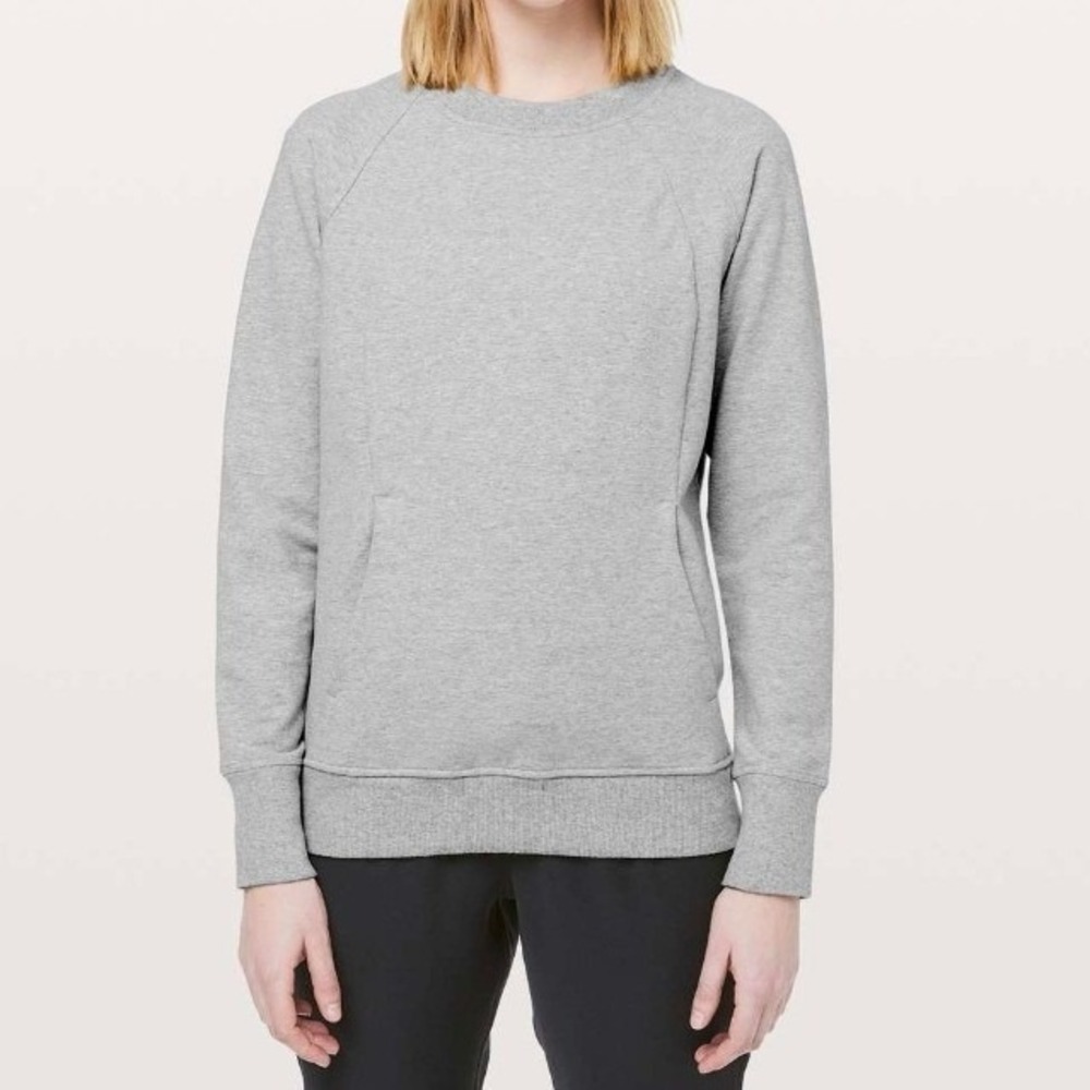 Lululemon Scuba Crew Heathered Core Light Grey W3CB2S Size 4 Sweatshirt Active